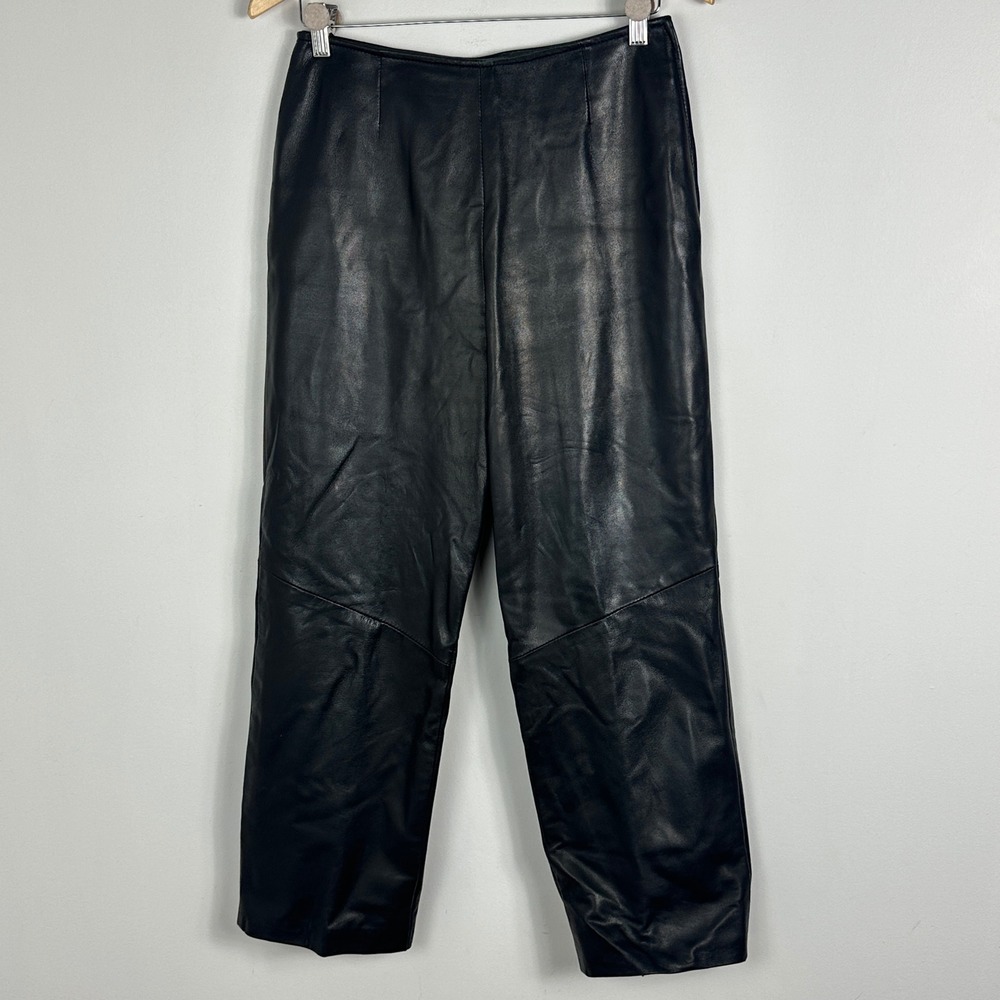 Danier Canada 100% Leather Pants Black Size 8 Straight Leg High Rise Trouser